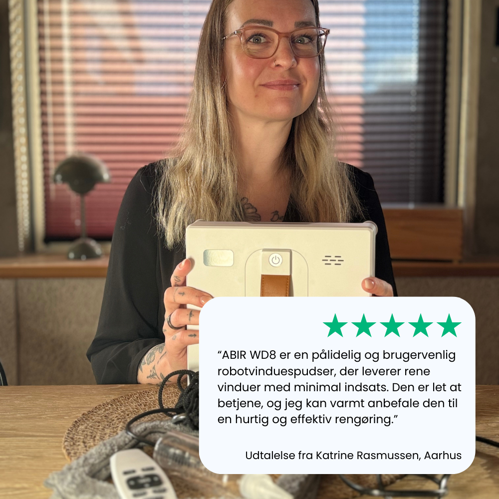 DEMOMODEL: ABIR WD8 - Automatisk Robotvinduespudser. Bemærk: Dette er en demomodel. Ingen fortrydelsesret: Da der er tale om en demovare kan der være brugsspor.