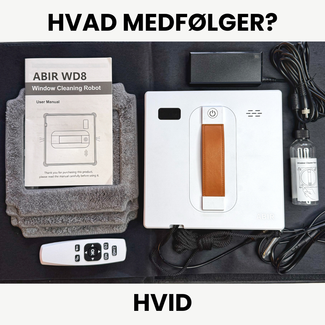 DEMOMODEL: ABIR WD8 - Automatisk Robotvinduespudser. Bemærk: Dette er en demomodel. Ingen fortrydelsesret: Da der er tale om en demovare kan der være brugsspor.