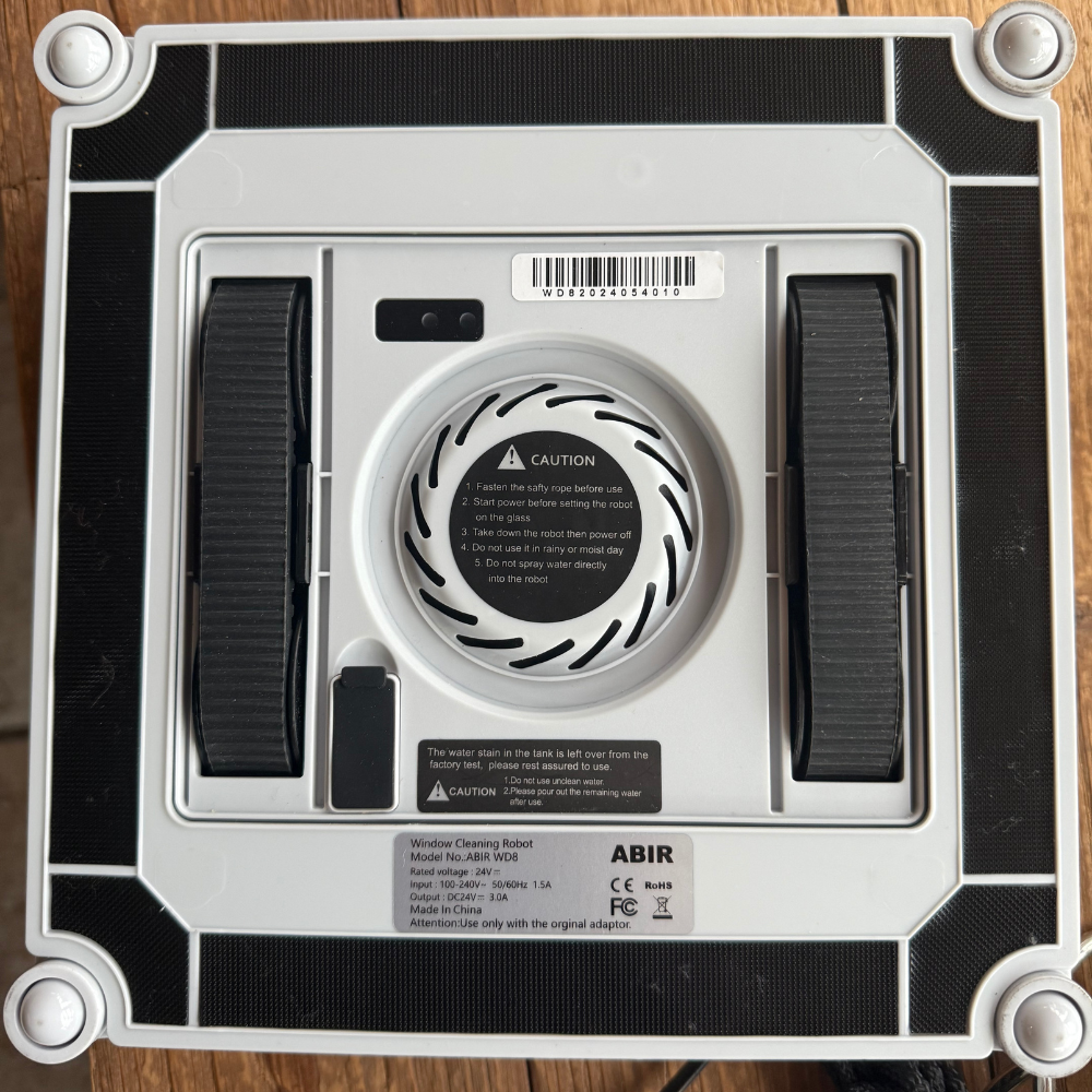 Bagside af vinduespudser robot